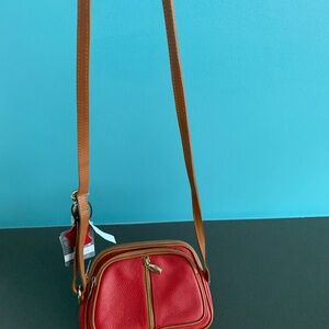 Valentina Red Leather Crossbody Bag